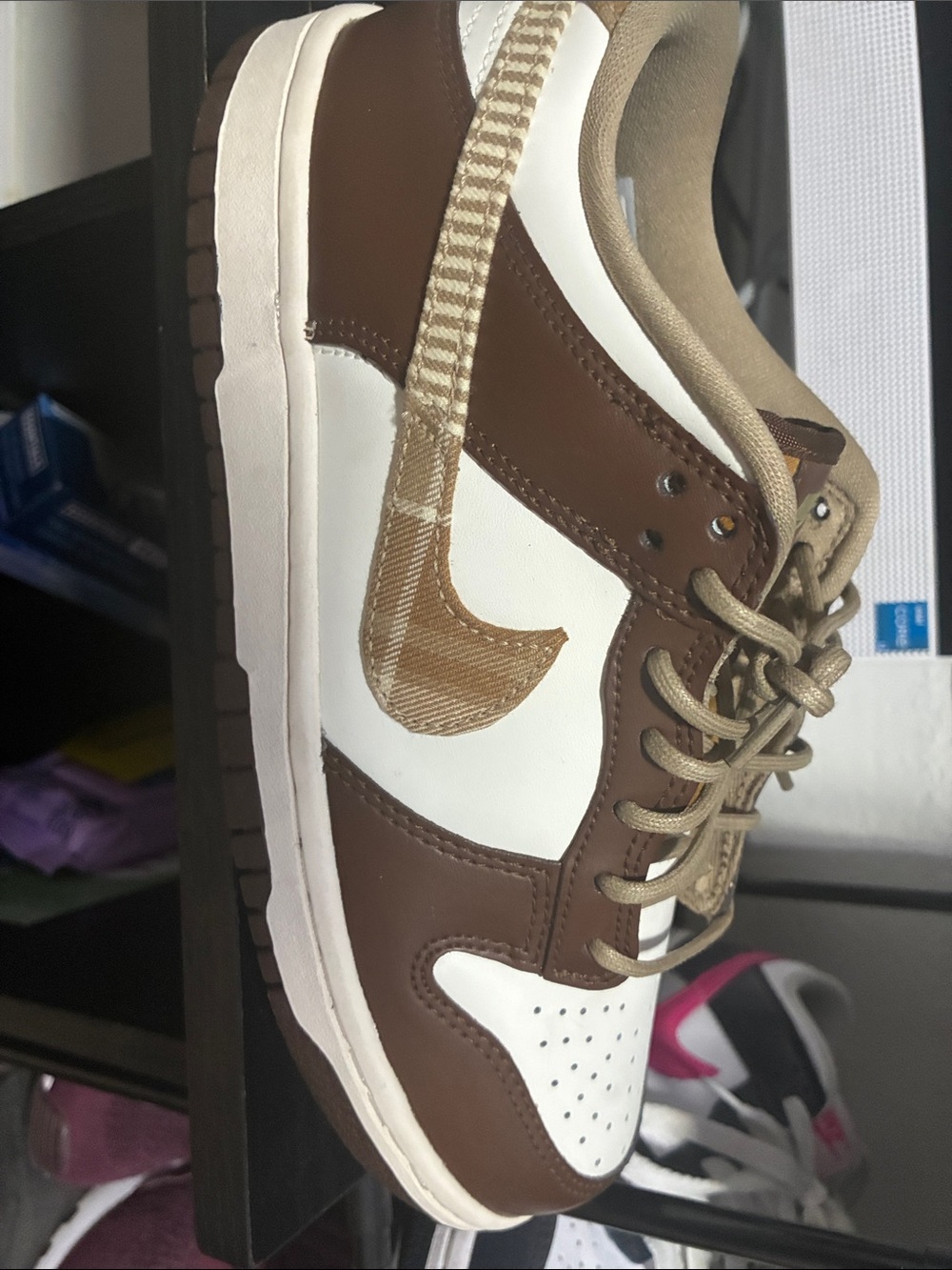 Brown and White Low-Top Casual Sneaker
